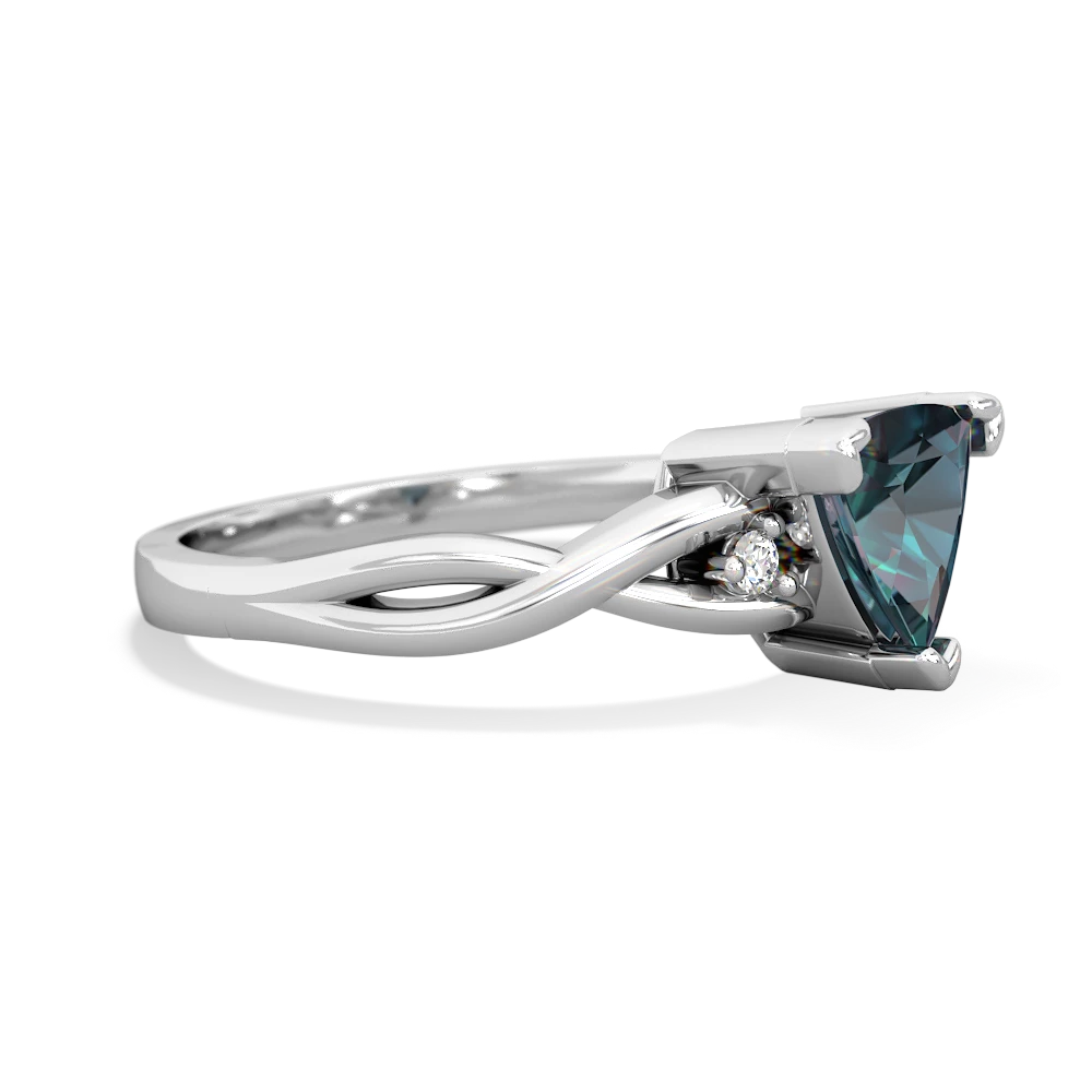 Alexandrite Trillion Twist 14K White Gold ring R2104