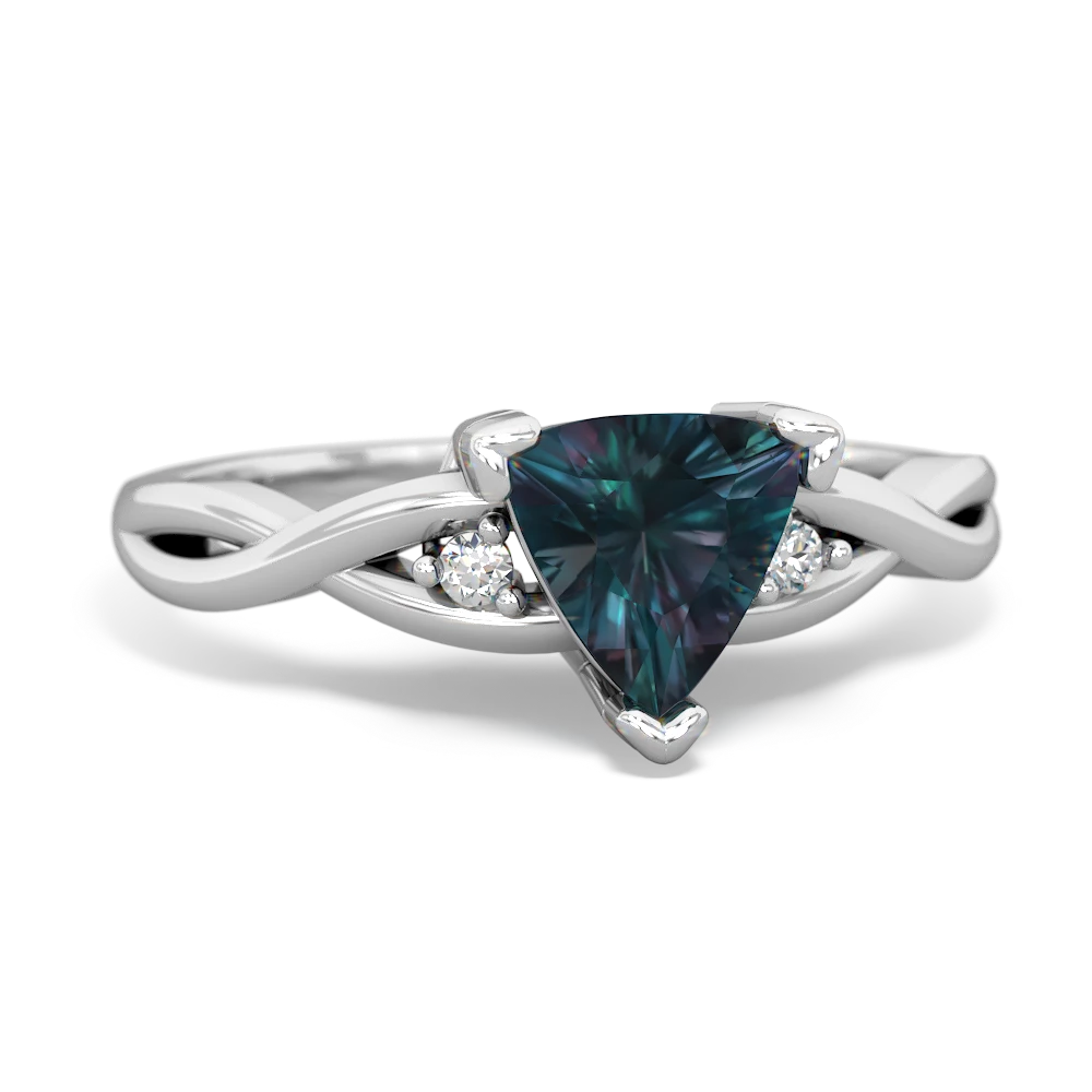 Alexandrite Trillion Twist 14K White Gold ring R2104