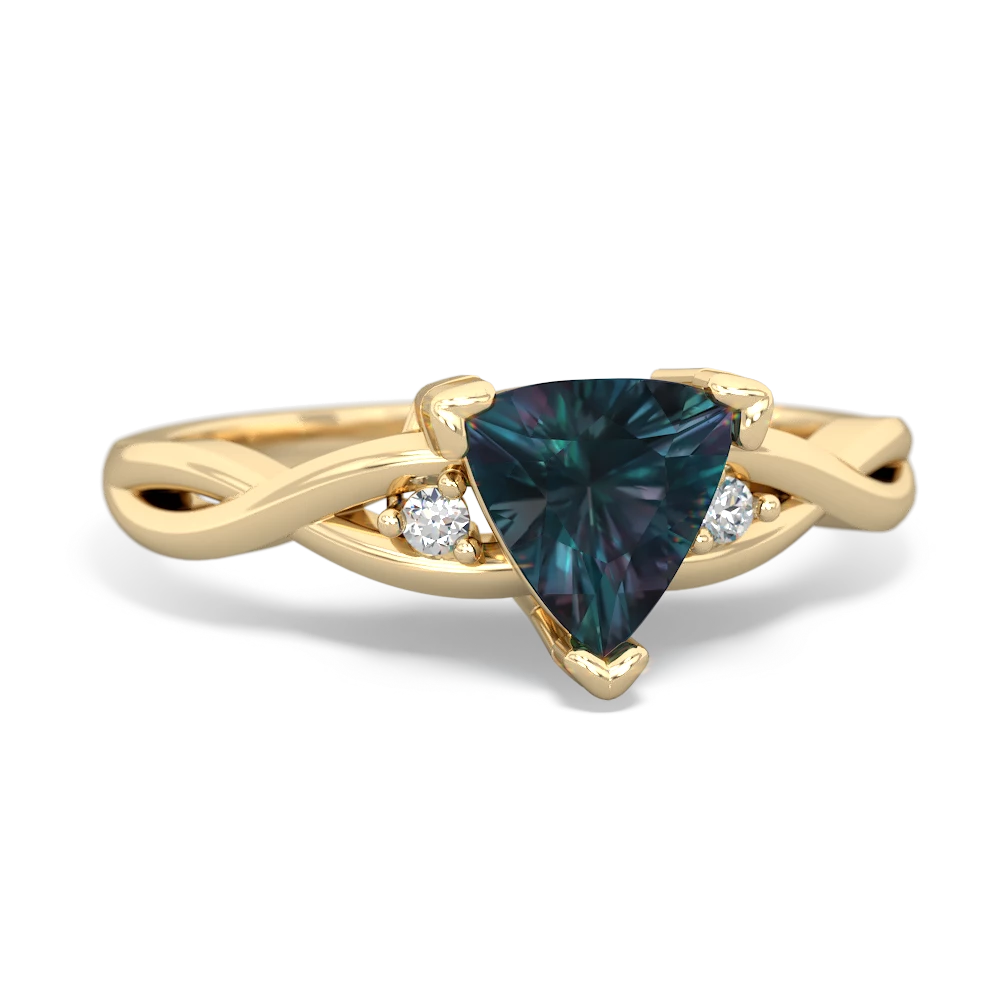 Alexandrite Trillion Twist ring 14K Yellow Gold JewelsForMe