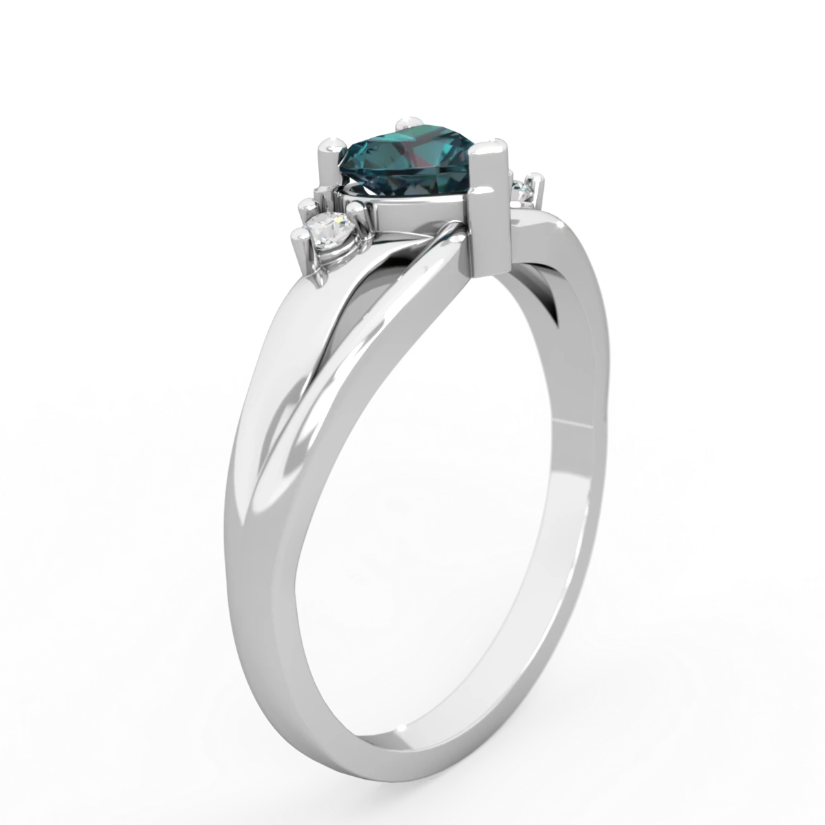 Alexandrite Split Band Swirl 14K White Gold ring R2130