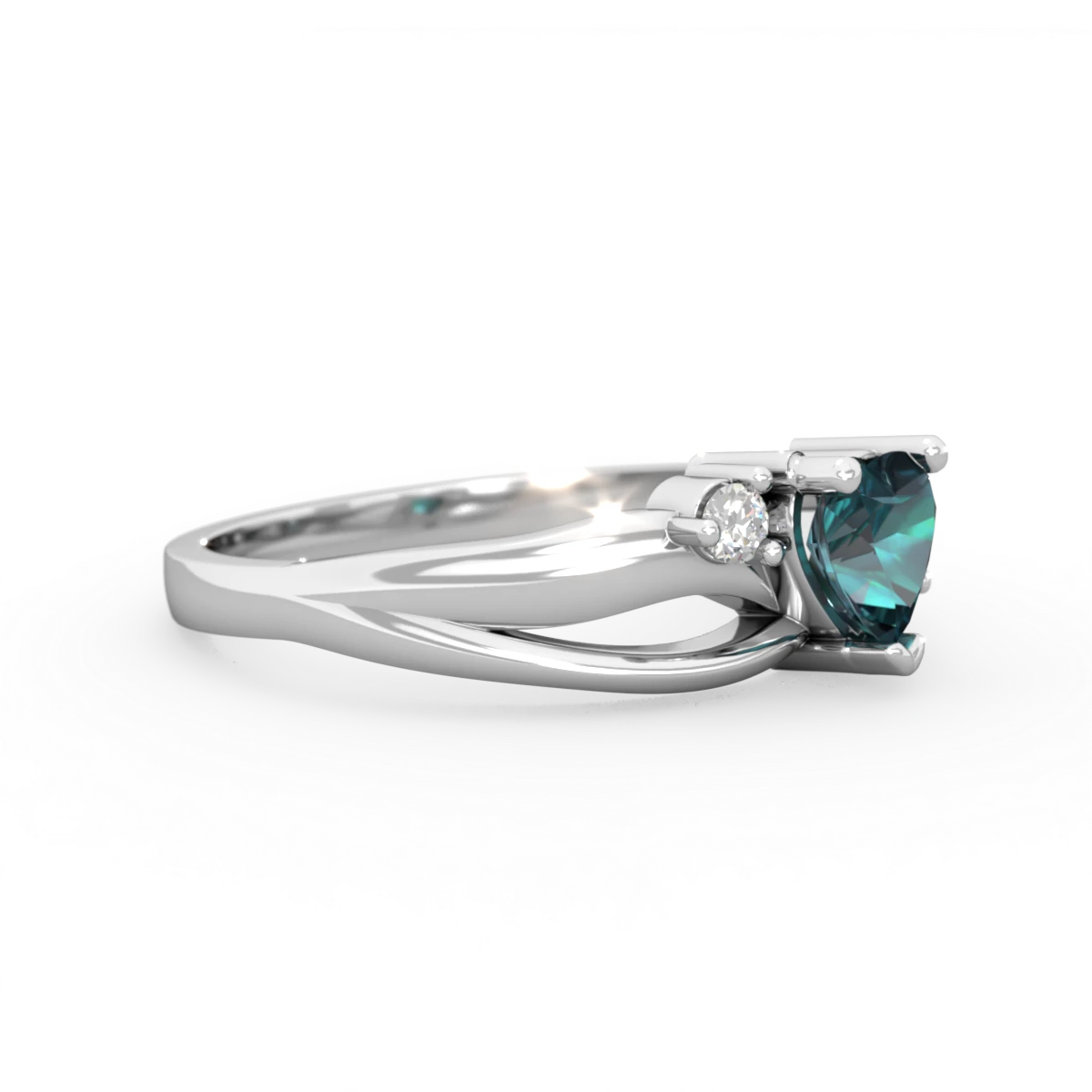 Alexandrite Split Band Swirl 14K White Gold ring R2130