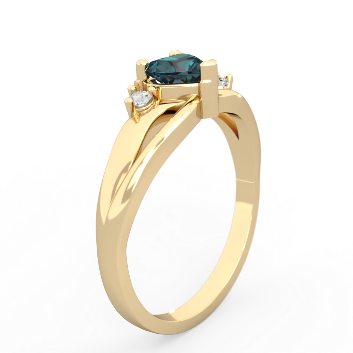 Alexandrite Split Band Swirl 14K Yellow Gold ring R2130