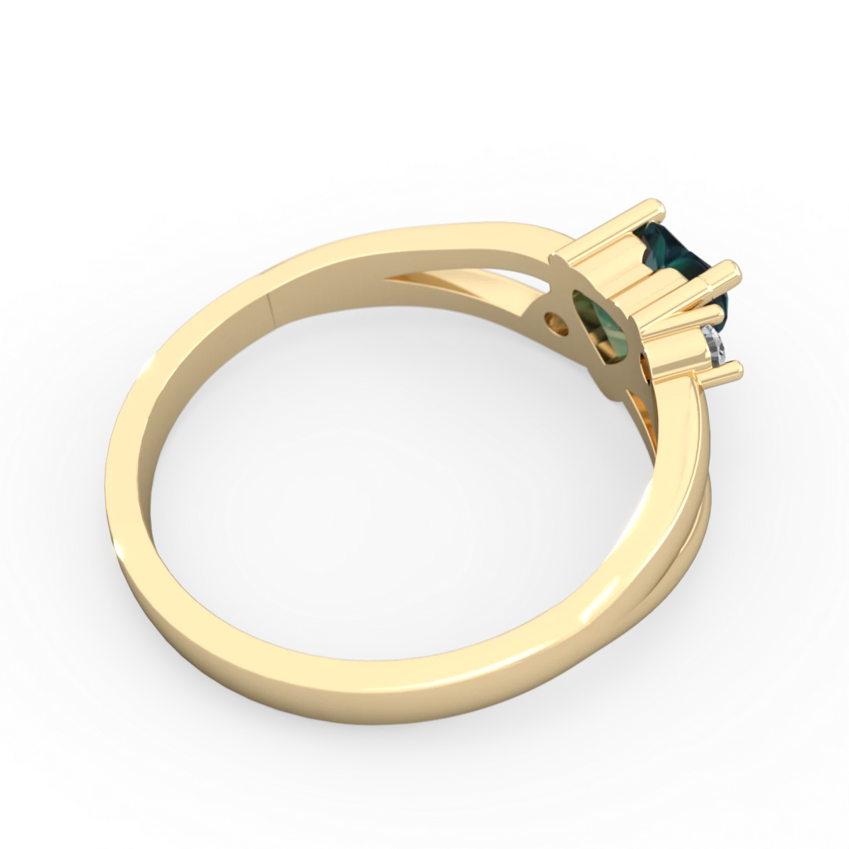 Alexandrite Split Band Swirl 14K Yellow Gold ring R2130