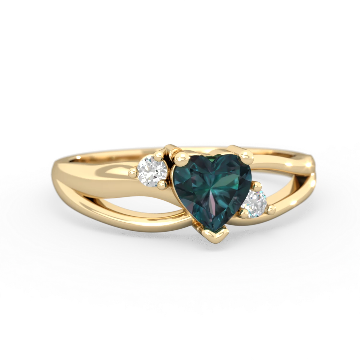 Alexandrite Split Band Swirl 14K Yellow Gold ring R2130