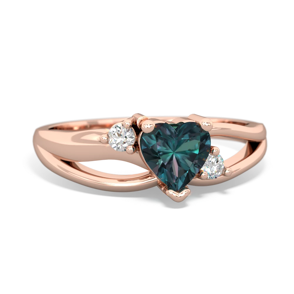 Alexandrite Split Band Swirl 14K Rose Gold ring R2130