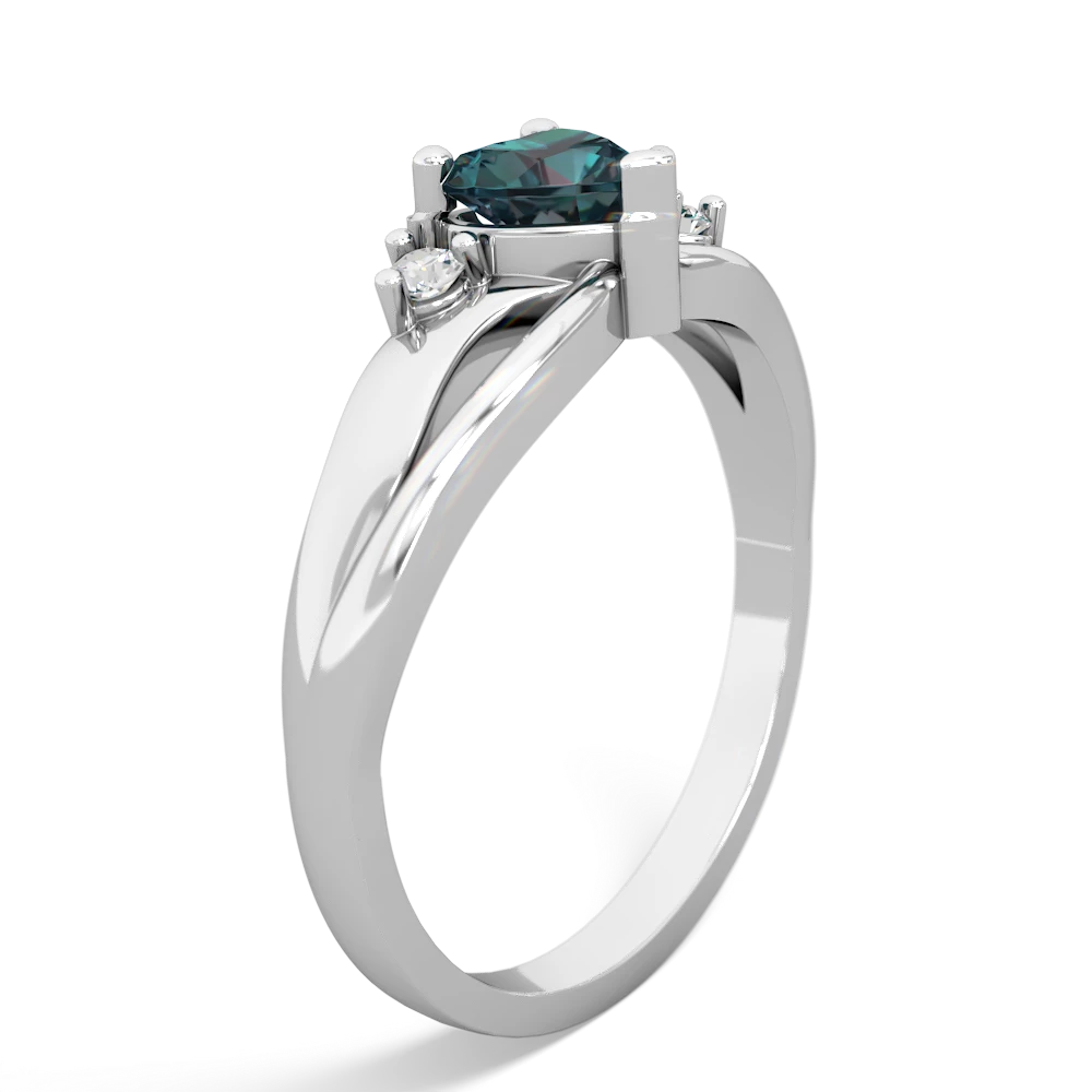 Alexandrite Split Band Swirl 14K White Gold ring R2130