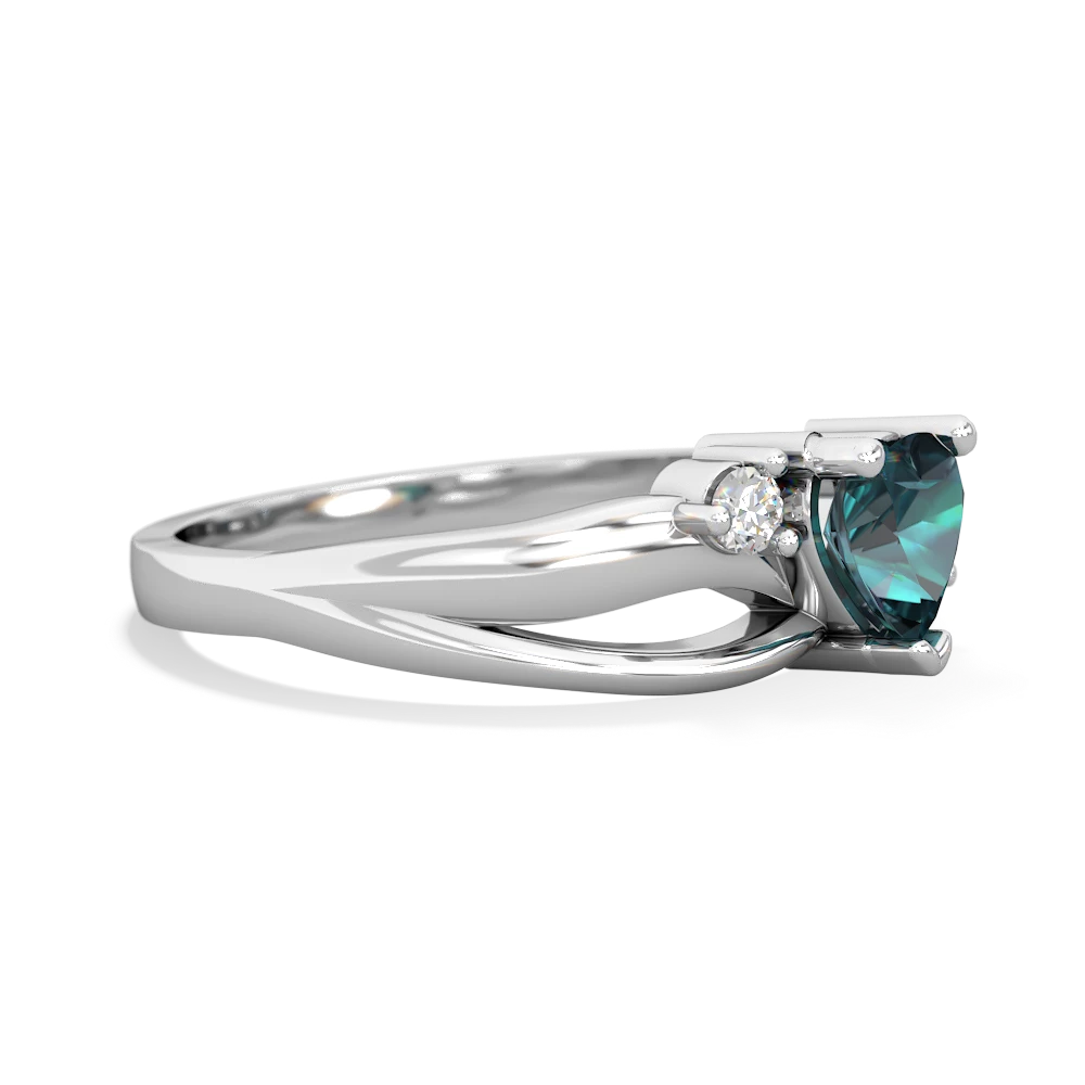 Alexandrite Split Band Swirl 14K White Gold ring R2130