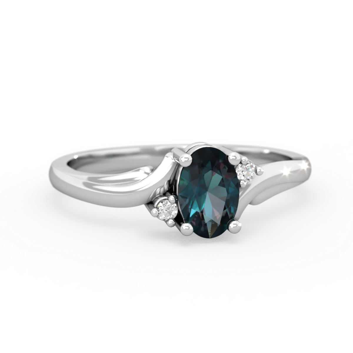 Alexandrite Elegant Swirl 14K White Gold ring R2173
