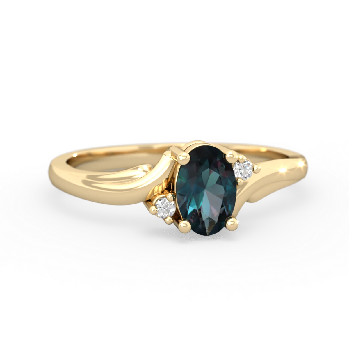 Alexandrite Elegant Swirl 14K Yellow Gold ring R2173