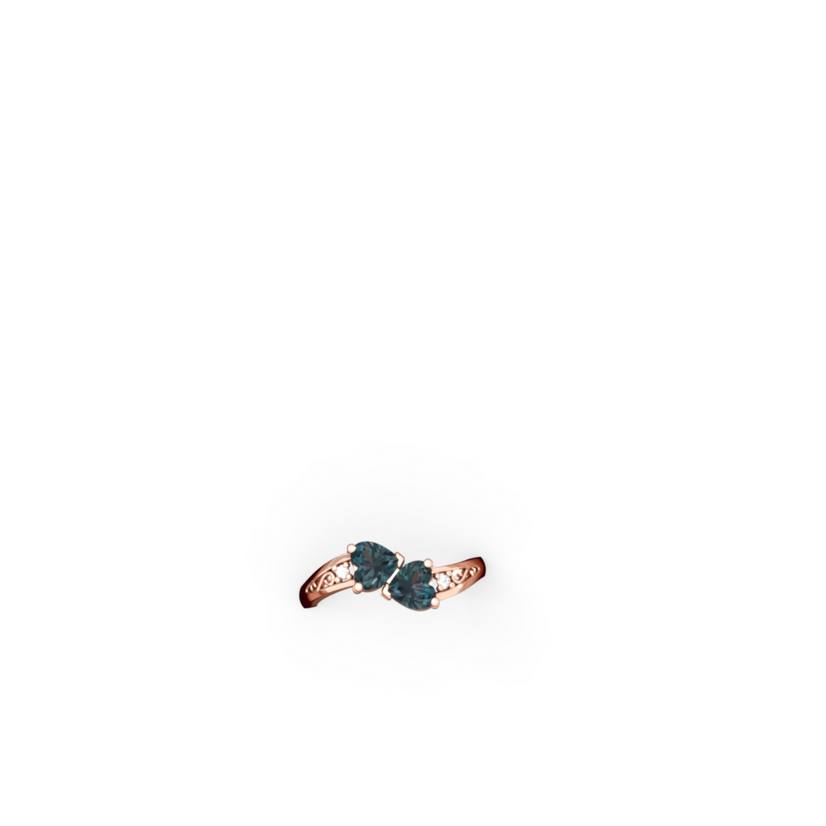 Alexandrite Snuggling Hearts 14K Rose Gold ring R2178