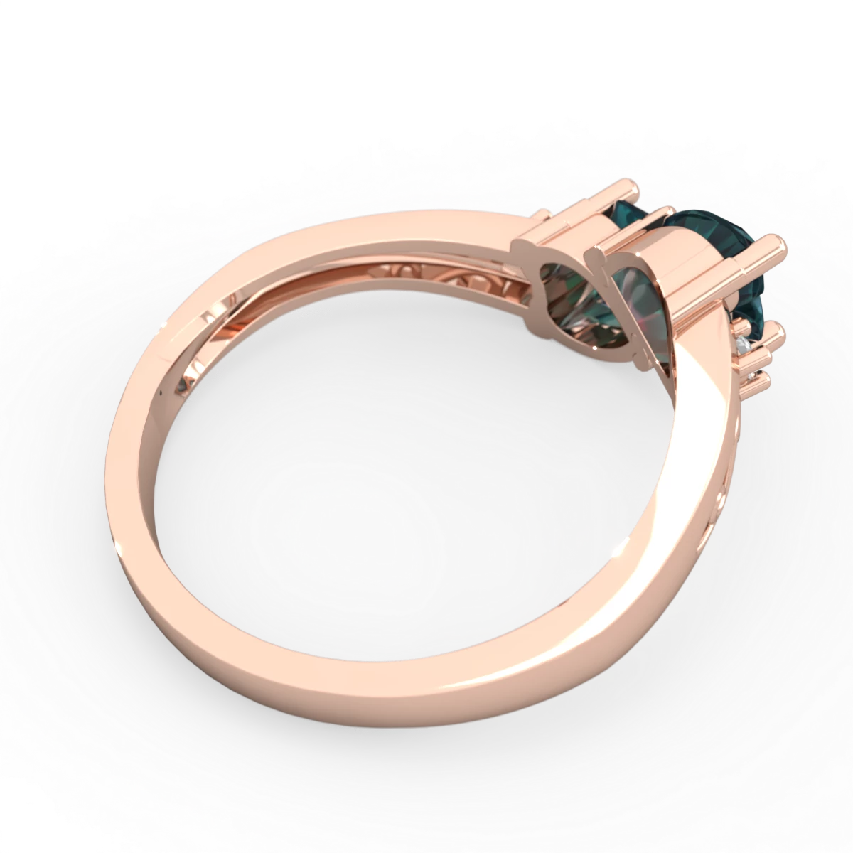 Alexandrite Snuggling Hearts 14K Rose Gold ring R2178