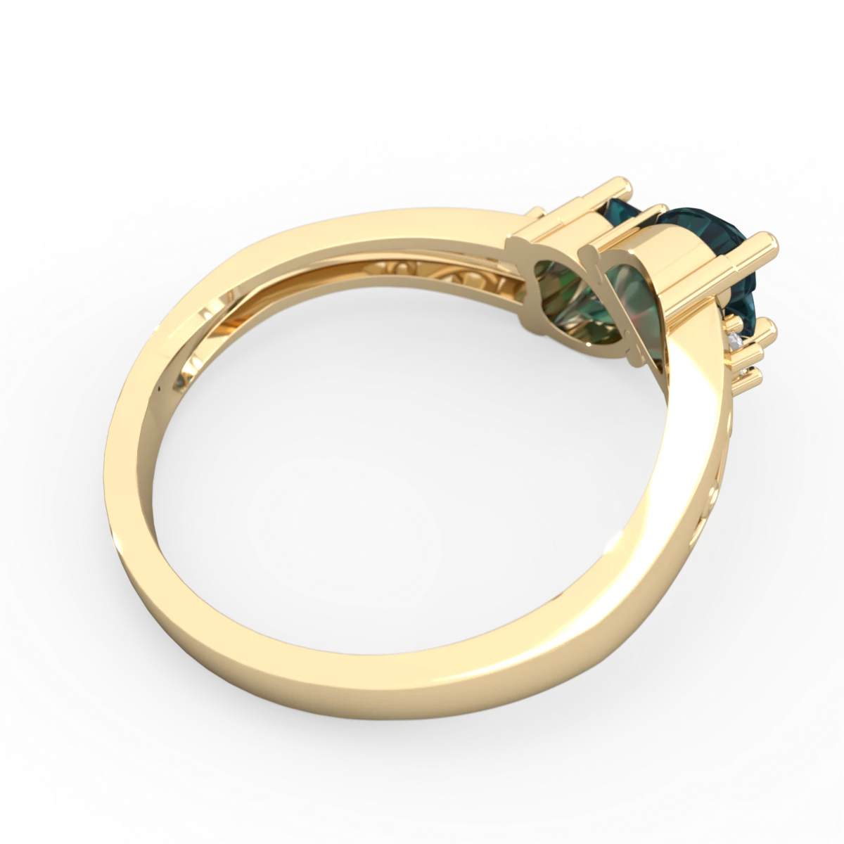Alexandrite Snuggling Hearts 14K Yellow Gold ring R2178