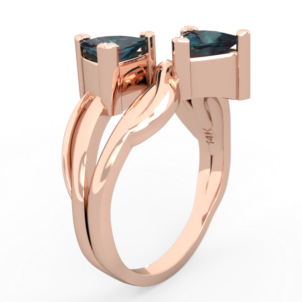 Alexandrite Split Band Swirl 14K Rose Gold ring R2341