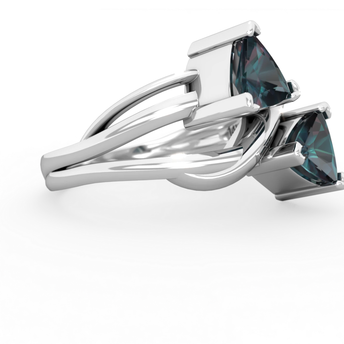 Alexandrite Split Band Swirl 14K White Gold ring R2341