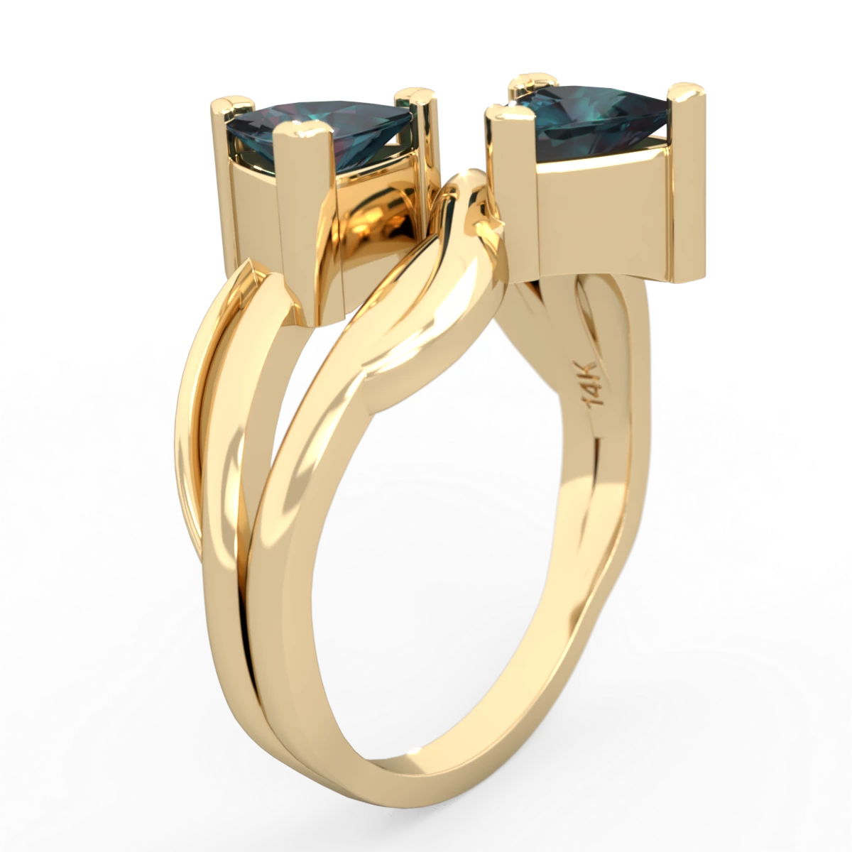 Alexandrite Split Band Swirl 14K Yellow Gold ring R2341