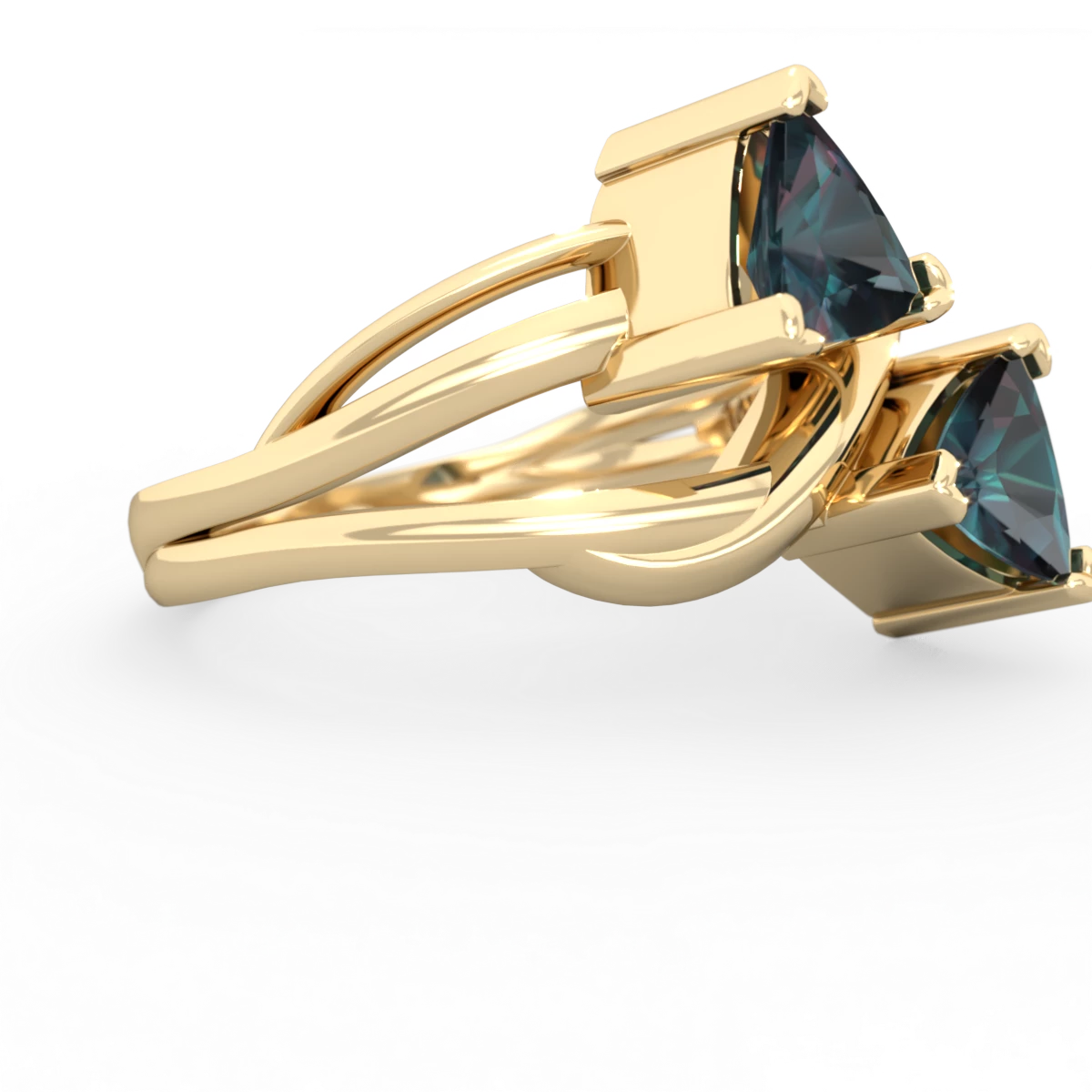 Alexandrite Split Band Swirl 14K Yellow Gold ring R2341
