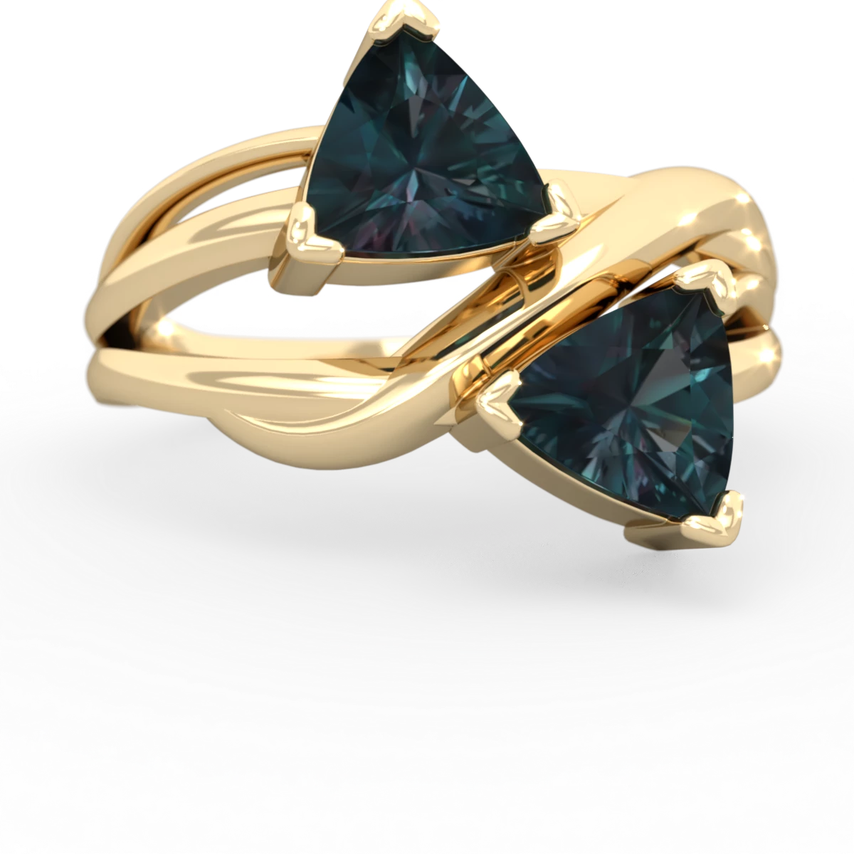 Alexandrite Split Band Swirl 14K Yellow Gold ring R2341