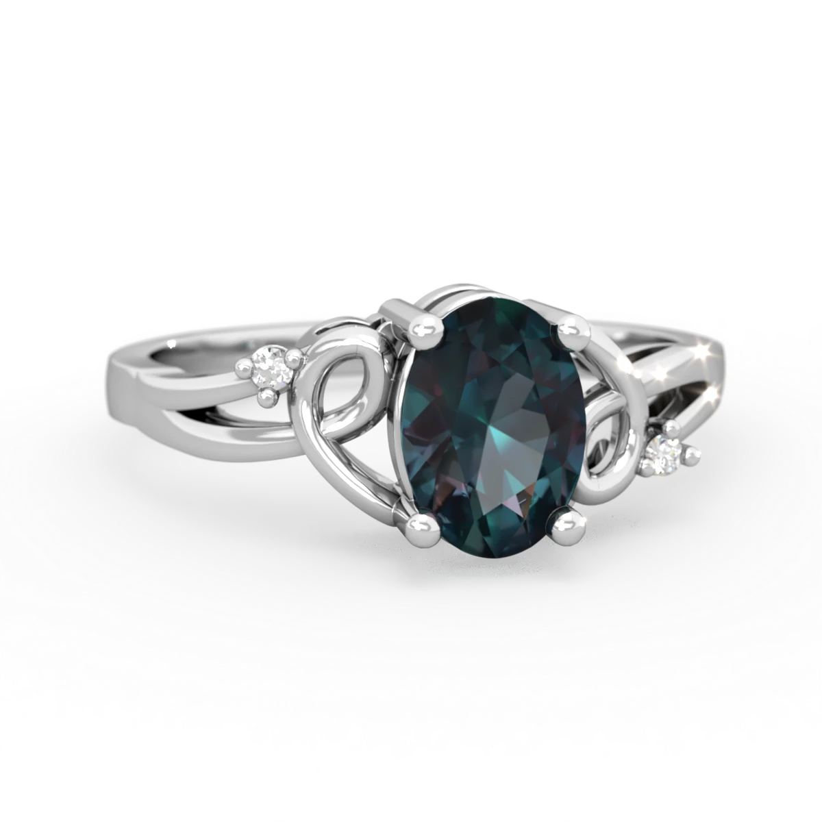 Alexandrite Swirls 14K White Gold ring R2347