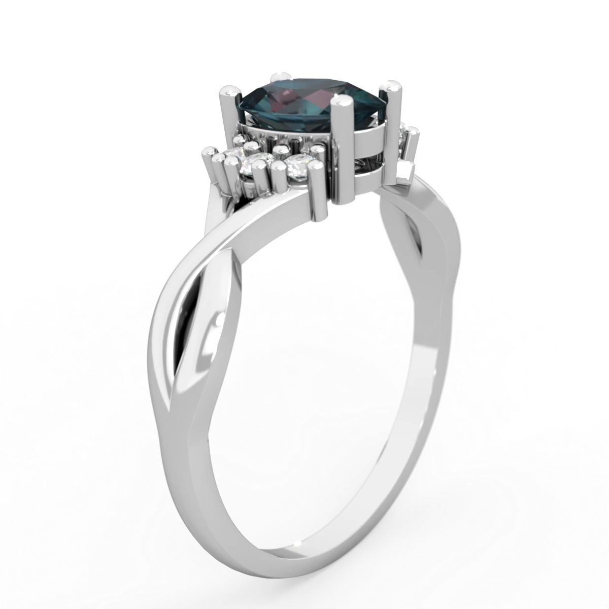 Alexandrite Victorian Twist 14K White Gold ring R2497