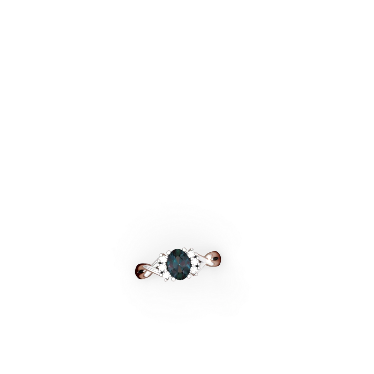 Alexandrite Victorian Twist 14K White Gold ring R2497