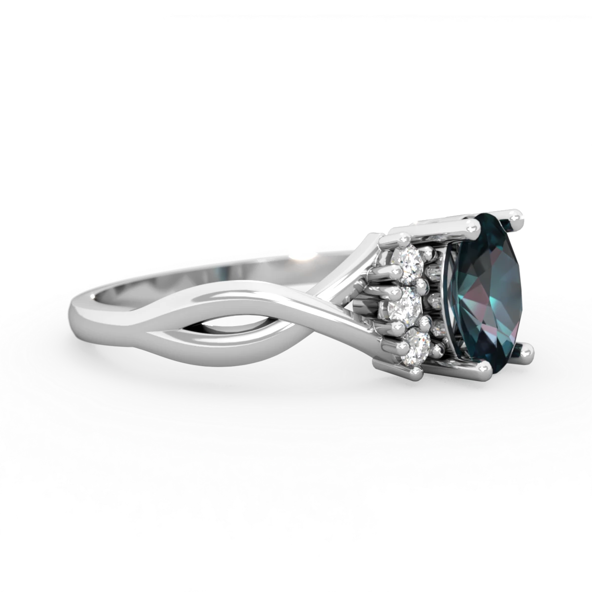 Alexandrite Victorian Twist 14K White Gold ring R2497