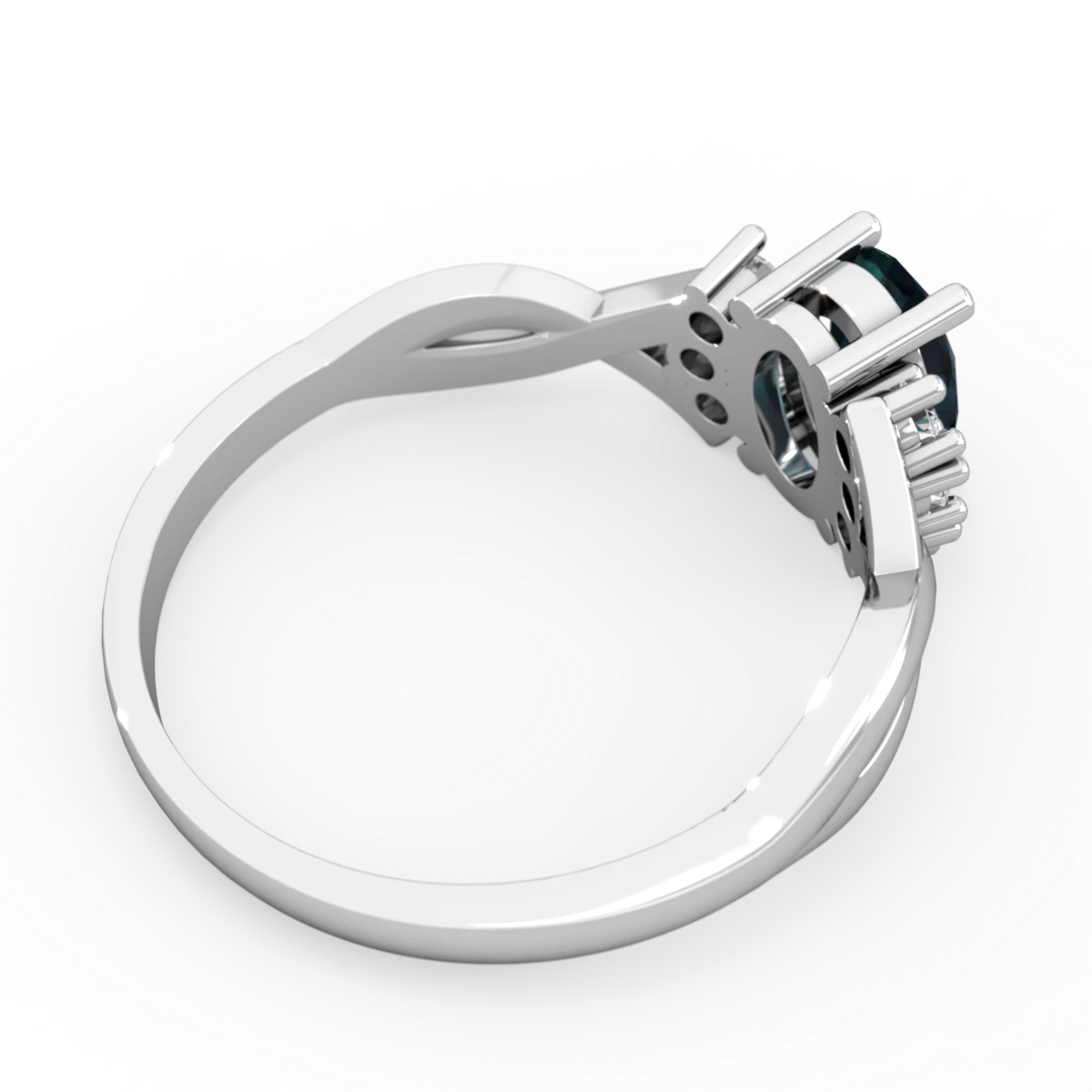 Alexandrite Victorian Twist 14K White Gold ring R2497