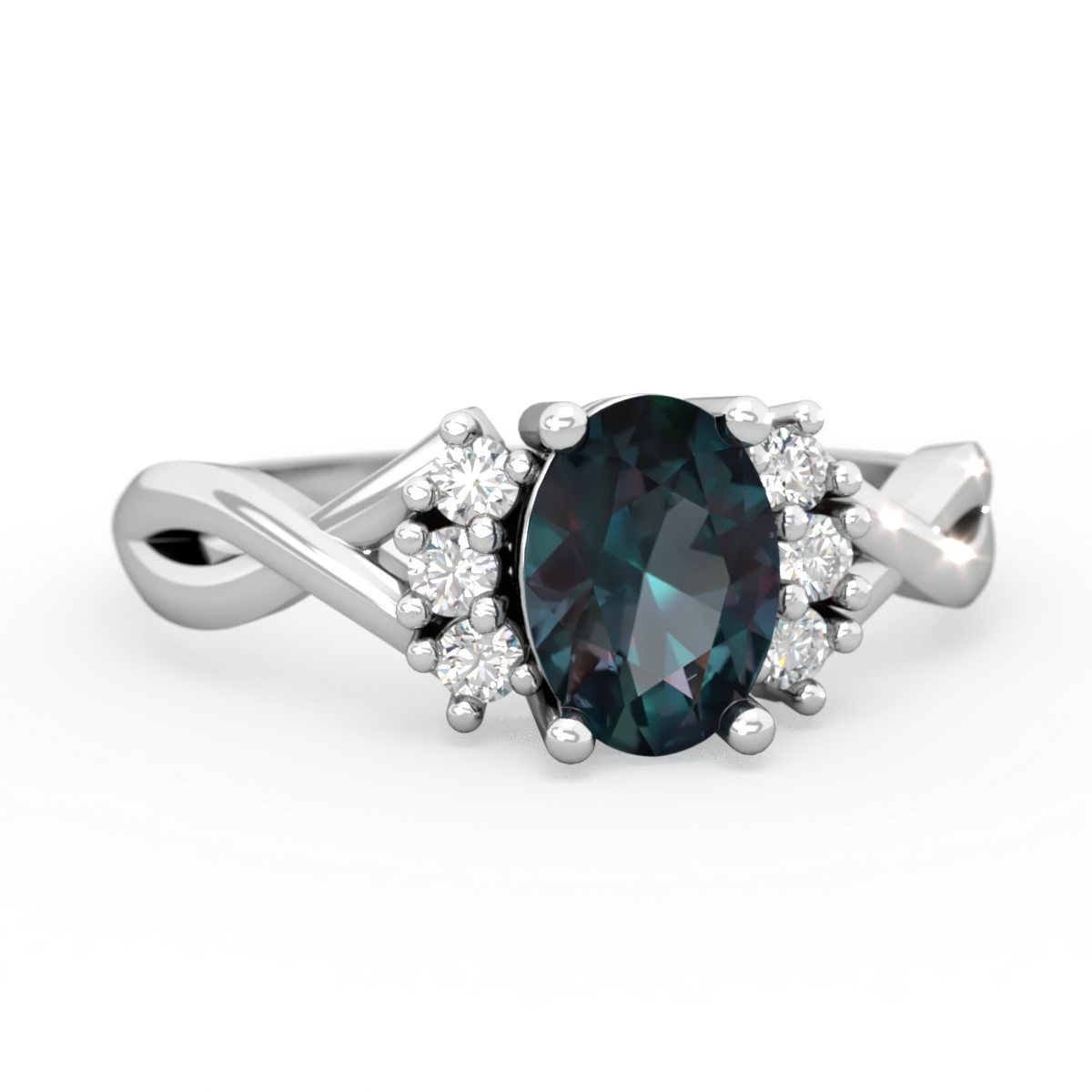 Alexandrite Victorian Twist 14K White Gold ring R2497