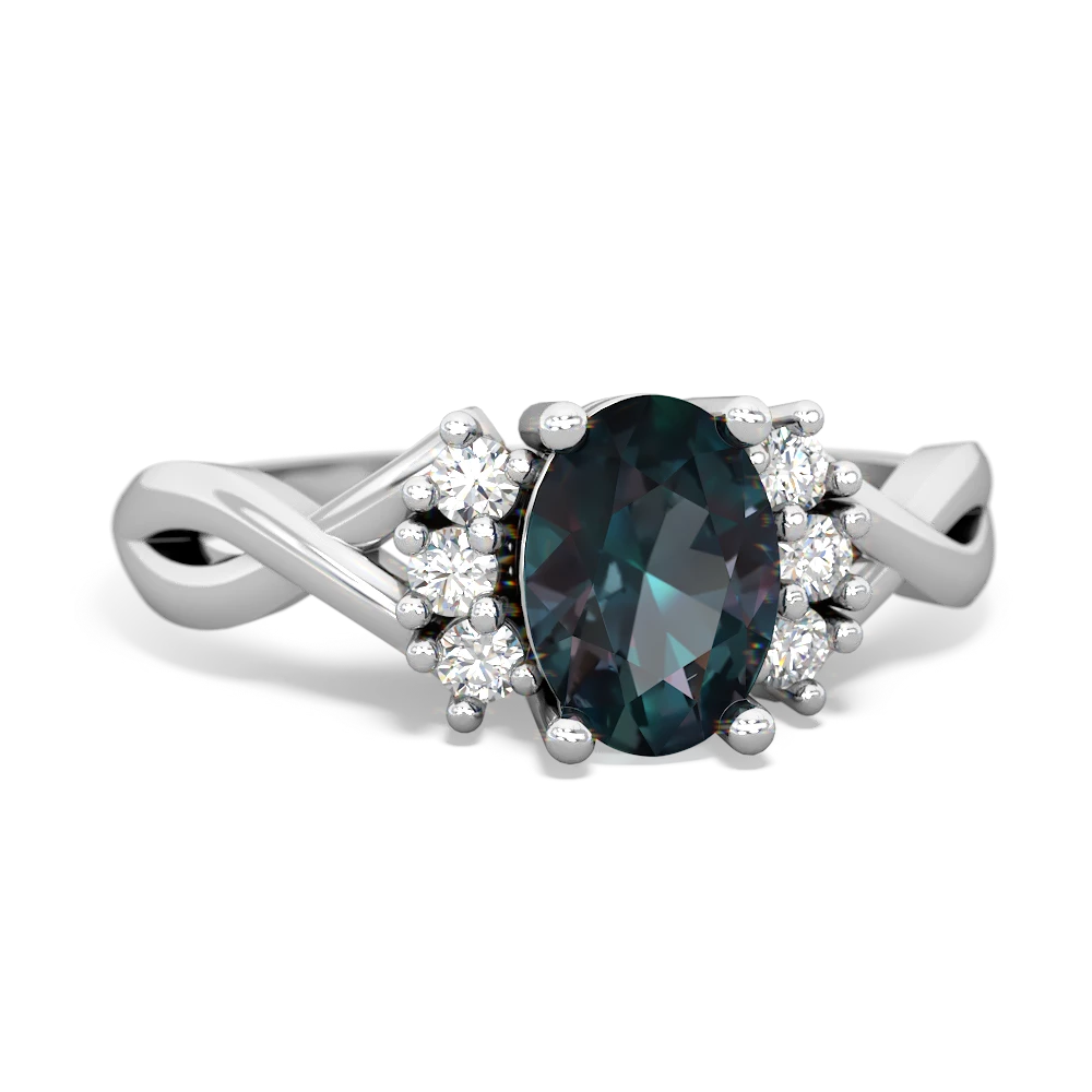 Alexandrite Victorian Twist 14K White Gold ring R2497