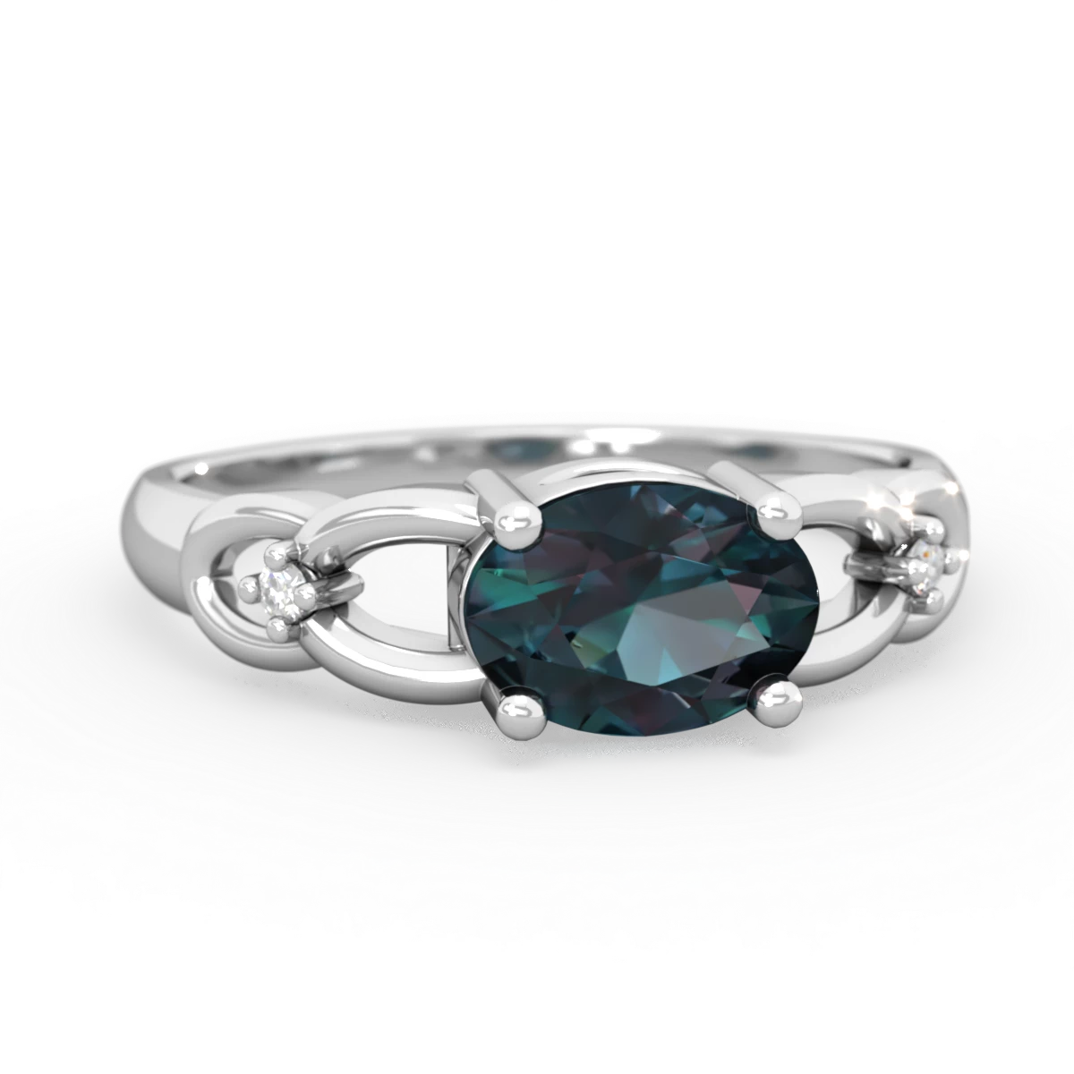 Alexandrite Links 14K White Gold ring R4032