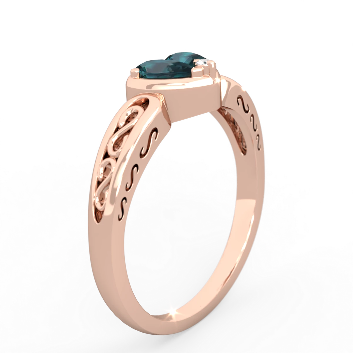 Alexandrite Filligree 'One Heart' 14K Rose Gold ring R5070
