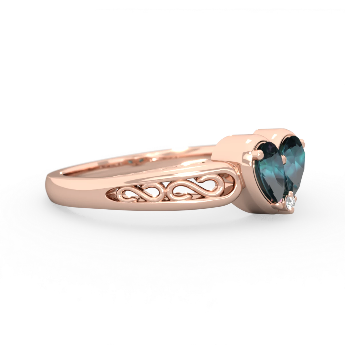 Alexandrite Filligree 'One Heart' 14K Rose Gold ring R5070