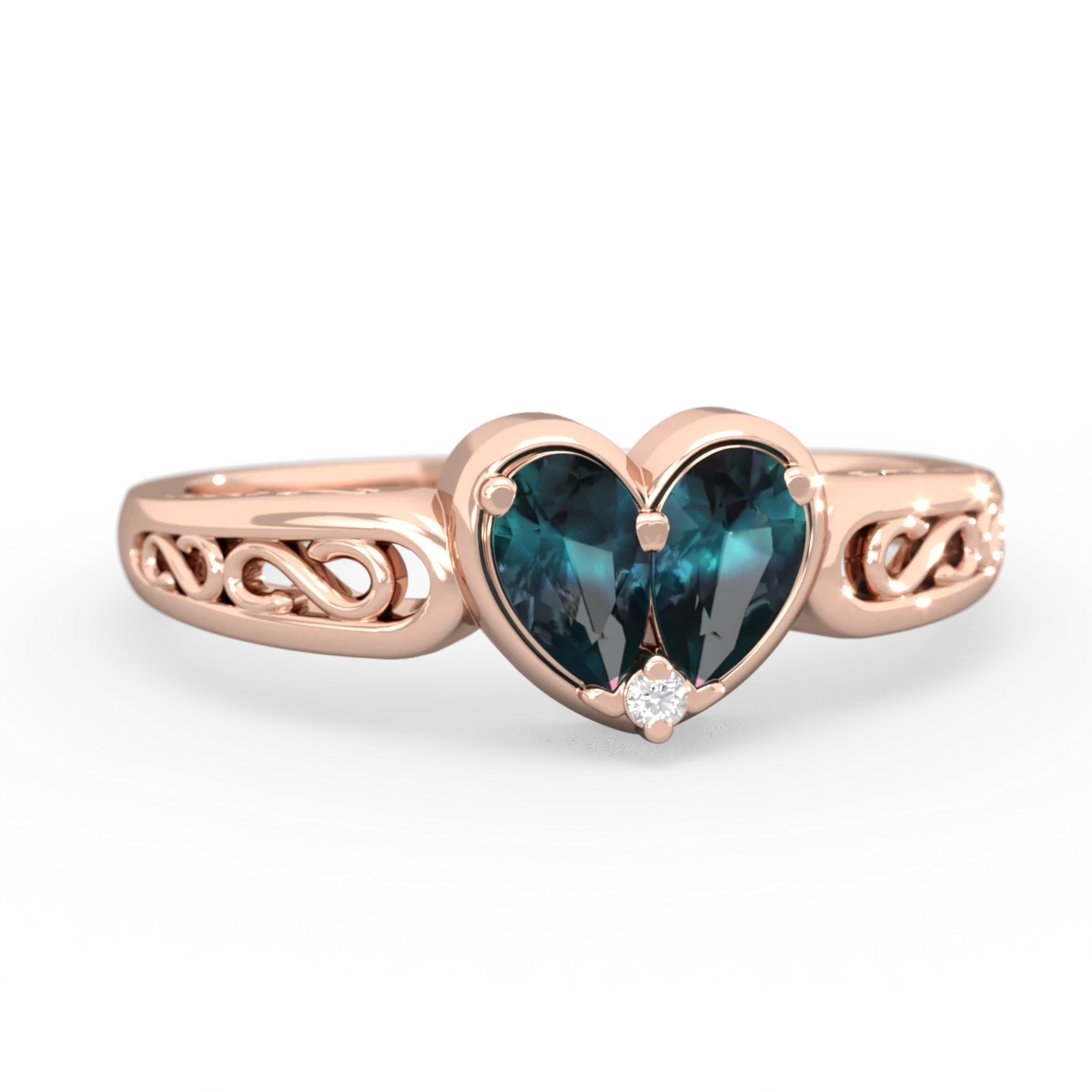 Alexandrite Filligree 'One Heart' 14K Rose Gold ring R5070