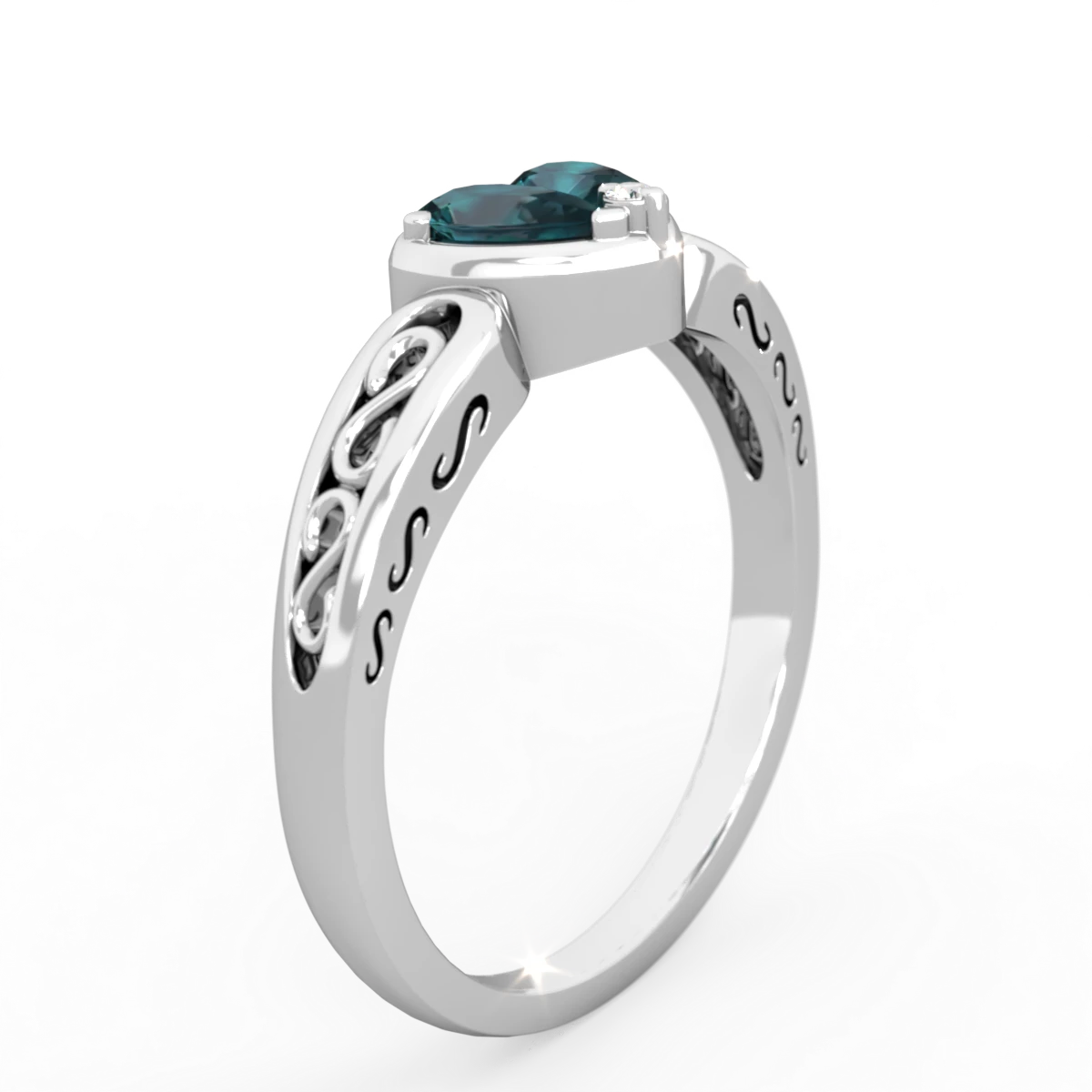Alexandrite Filligree 'One Heart' 14K White Gold ring R5070