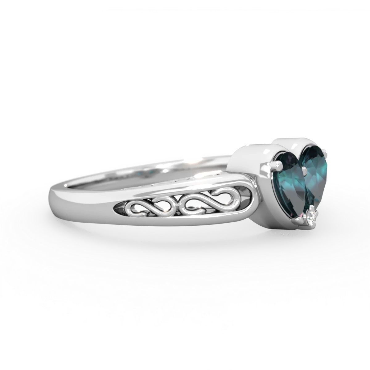 Alexandrite Filligree 'One Heart' 14K White Gold ring R5070