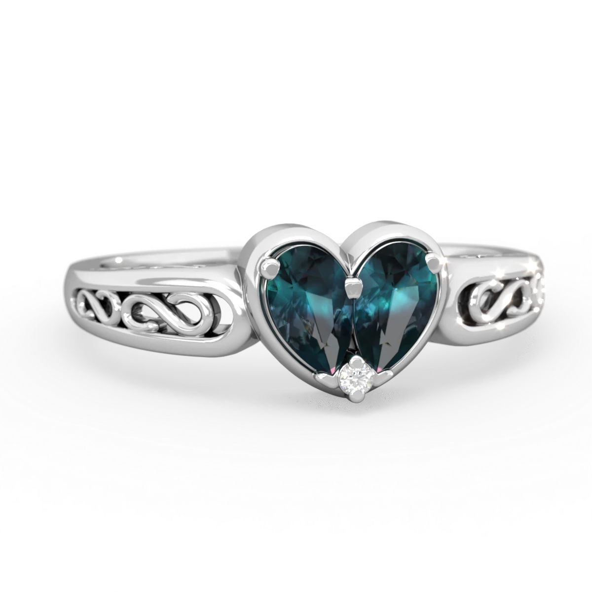 Alexandrite Filligree 'One Heart' 14K White Gold ring R5070