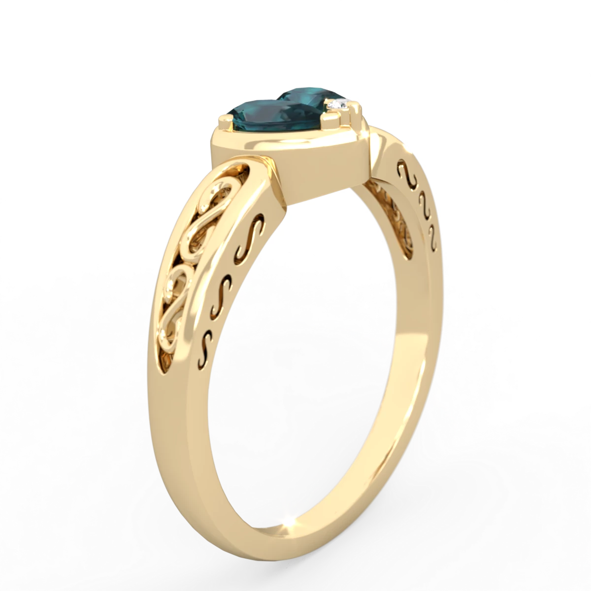 Alexandrite Filligree 'One Heart' 14K Yellow Gold ring R5070
