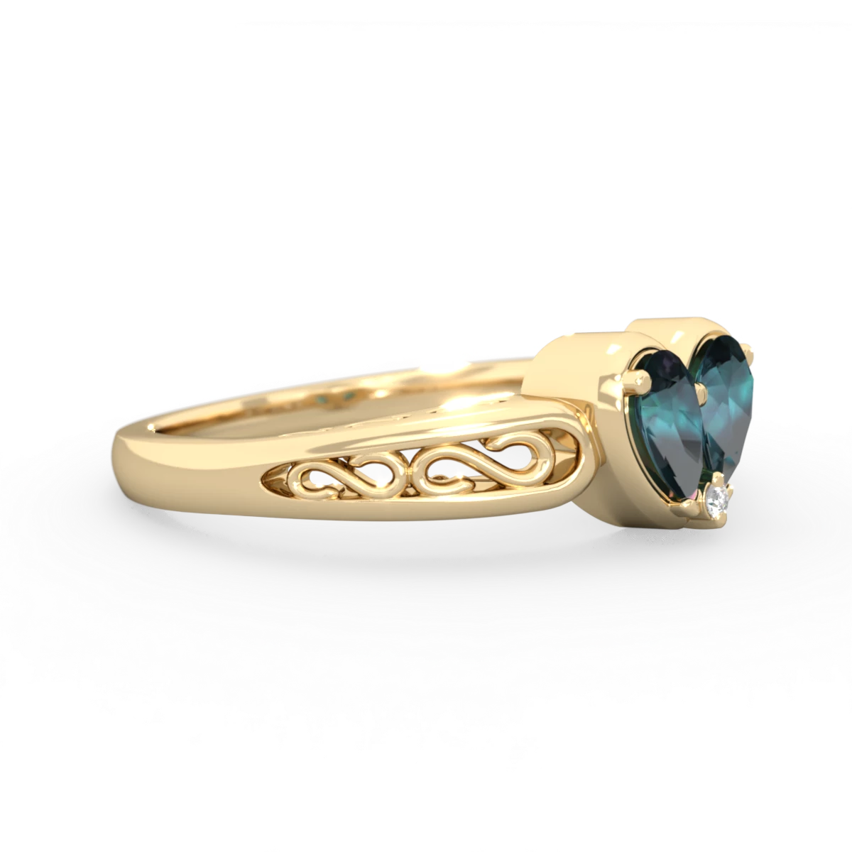 Alexandrite Filligree 'One Heart' 14K Yellow Gold ring R5070