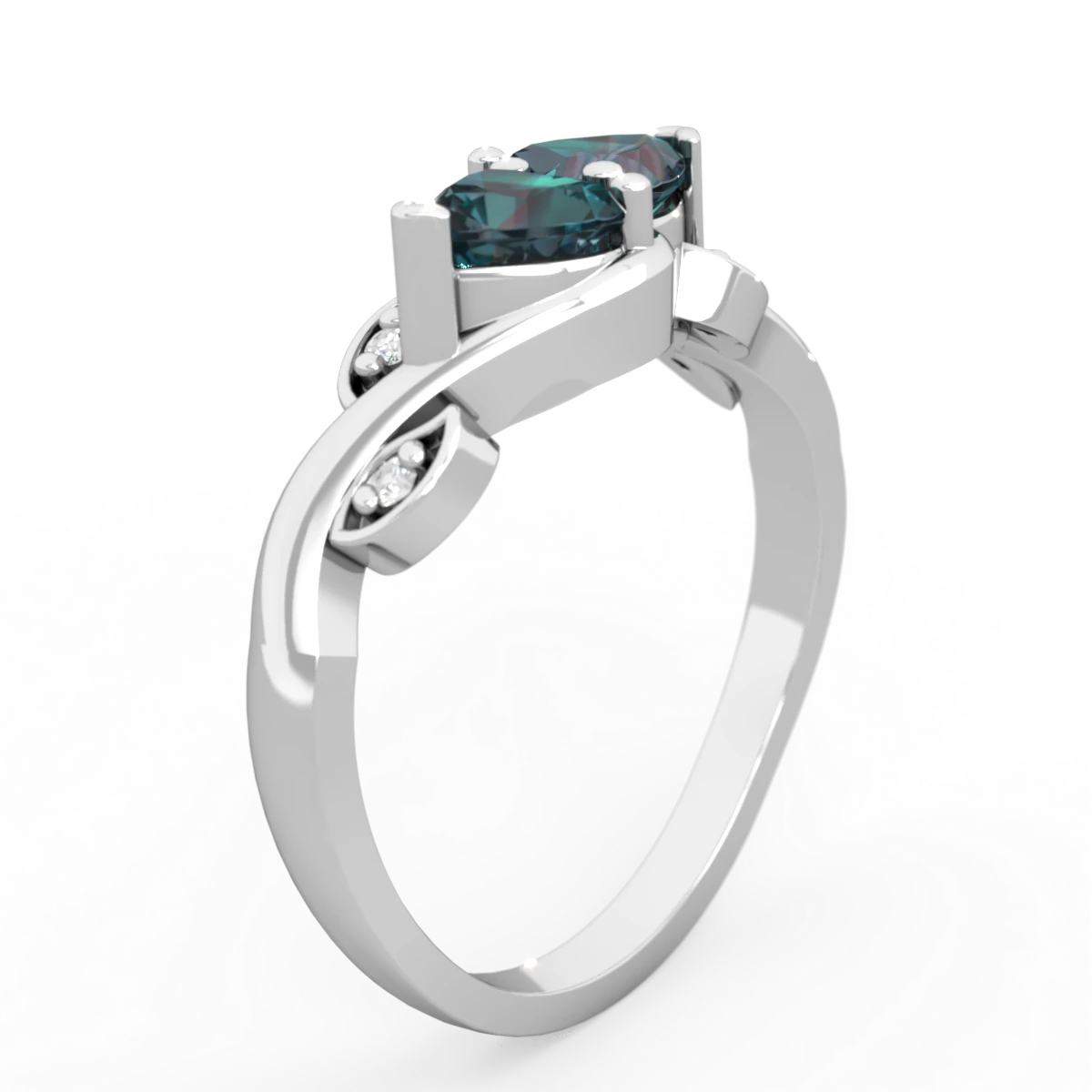 Alexandrite Floral Elegance 14K White Gold ring R5790
