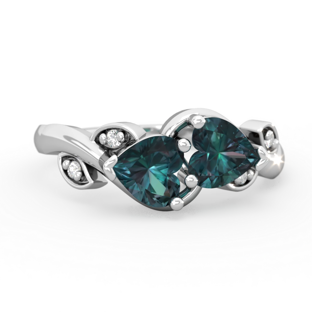 Alexandrite Floral Elegance 14K White Gold ring R5790