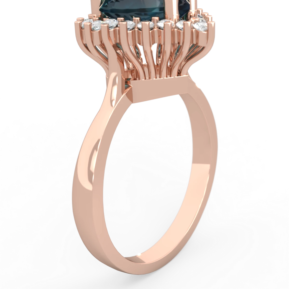 Alexandrite Sparkling Halo Heart 14K Rose Gold ring R0391