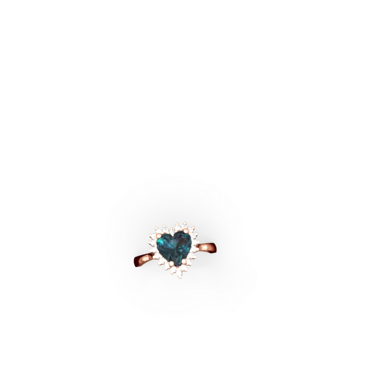 Alexandrite Sparkling Halo Heart 14K Rose Gold ring R0391