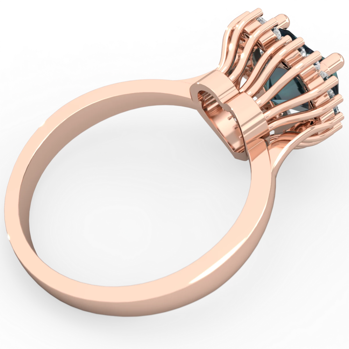 Alexandrite Sparkling Halo Heart 14K Rose Gold ring R0391