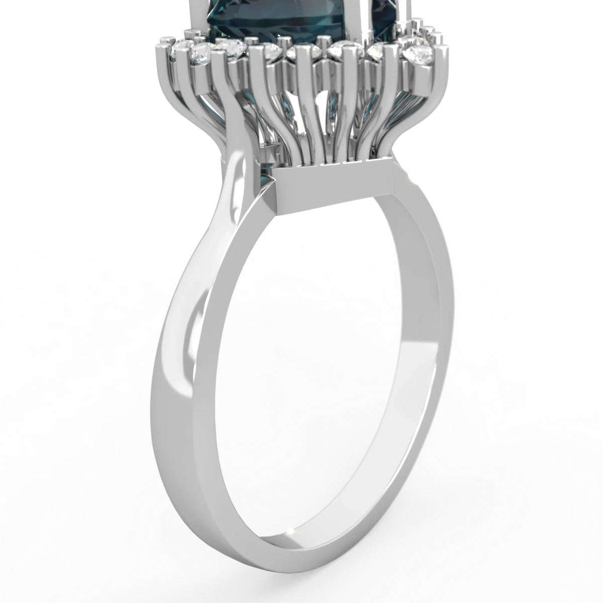 Alexandrite Sparkling Halo Heart 14K White Gold ring R0391