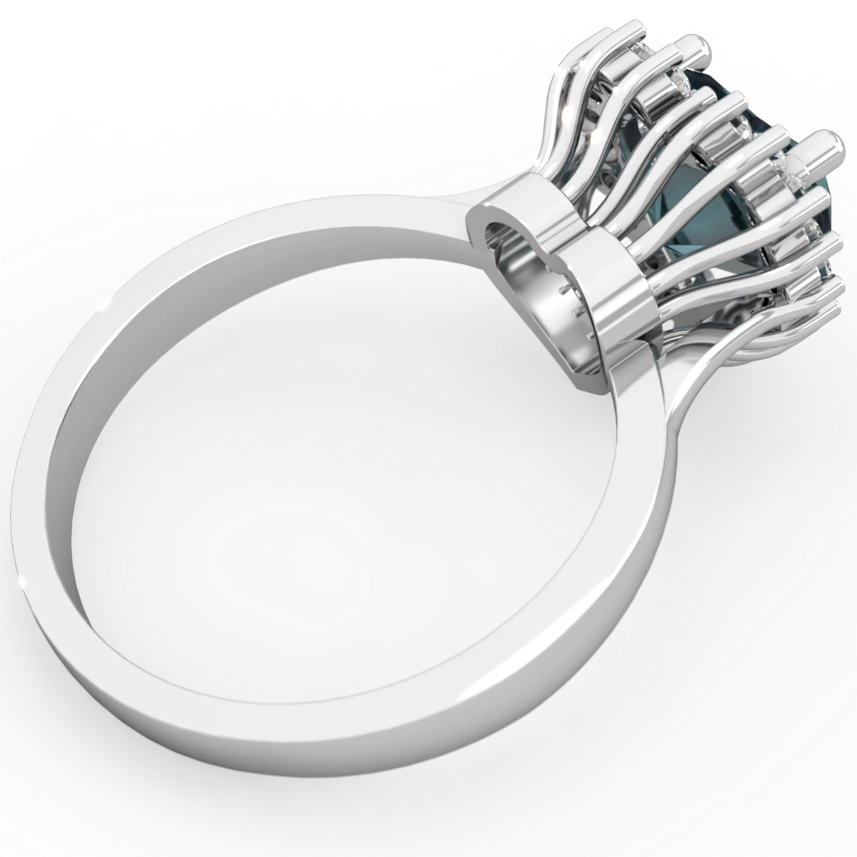Alexandrite Sparkling Halo Heart 14K White Gold ring R0391