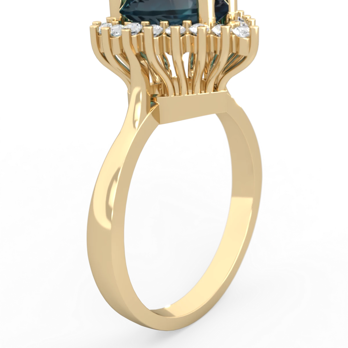 Alexandrite Sparkling Halo Heart 14K Yellow Gold ring R0391