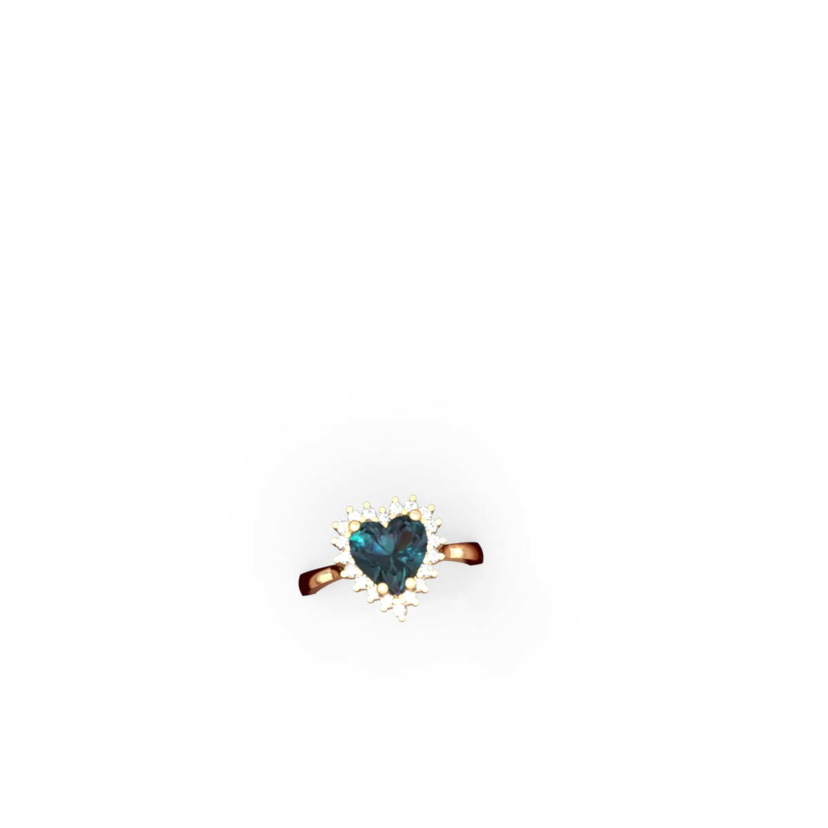 Alexandrite Sparkling Halo Heart 14K Yellow Gold ring R0391