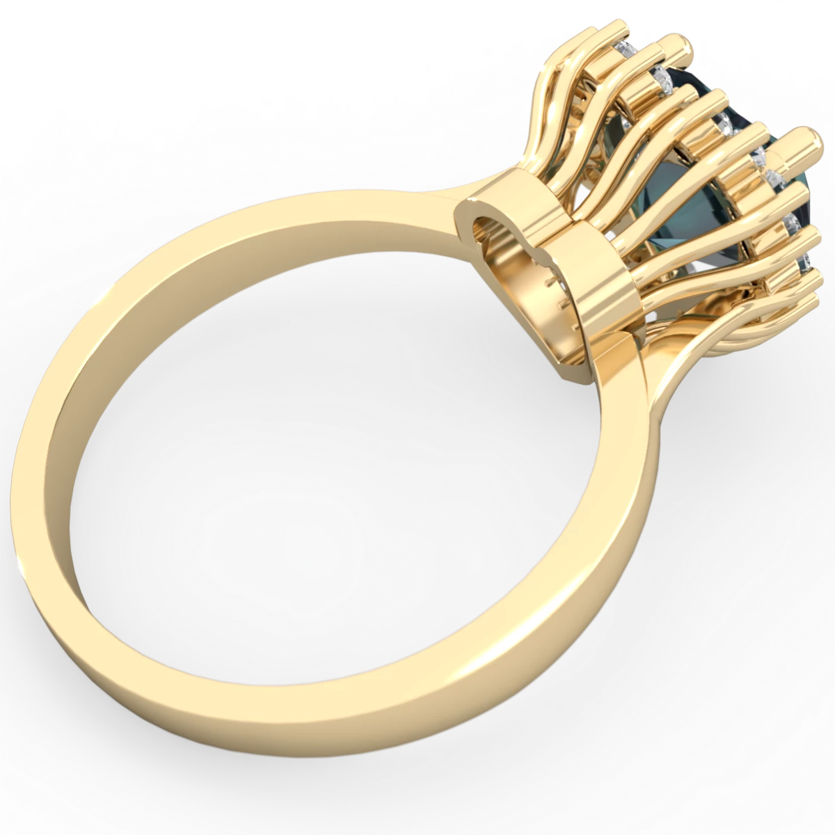 Alexandrite Sparkling Halo Heart 14K Yellow Gold ring R0391