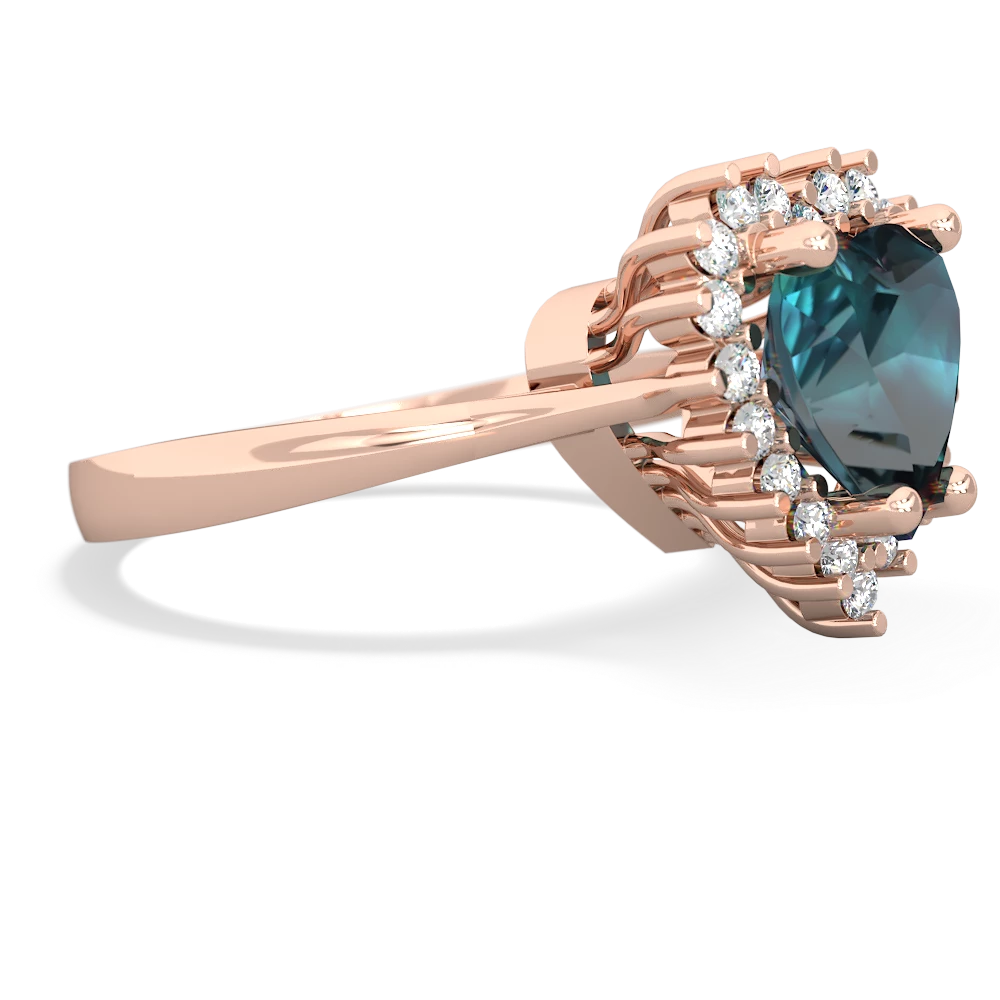 Alexandrite Sparkling Halo Heart 14K Rose Gold ring R0391