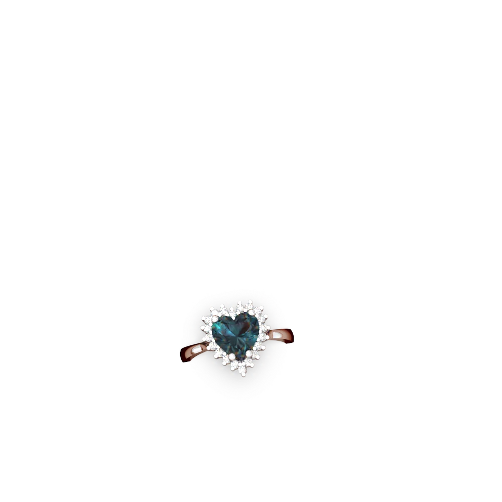 Alexandrite Sparkling Halo Heart 14K White Gold ring R0391