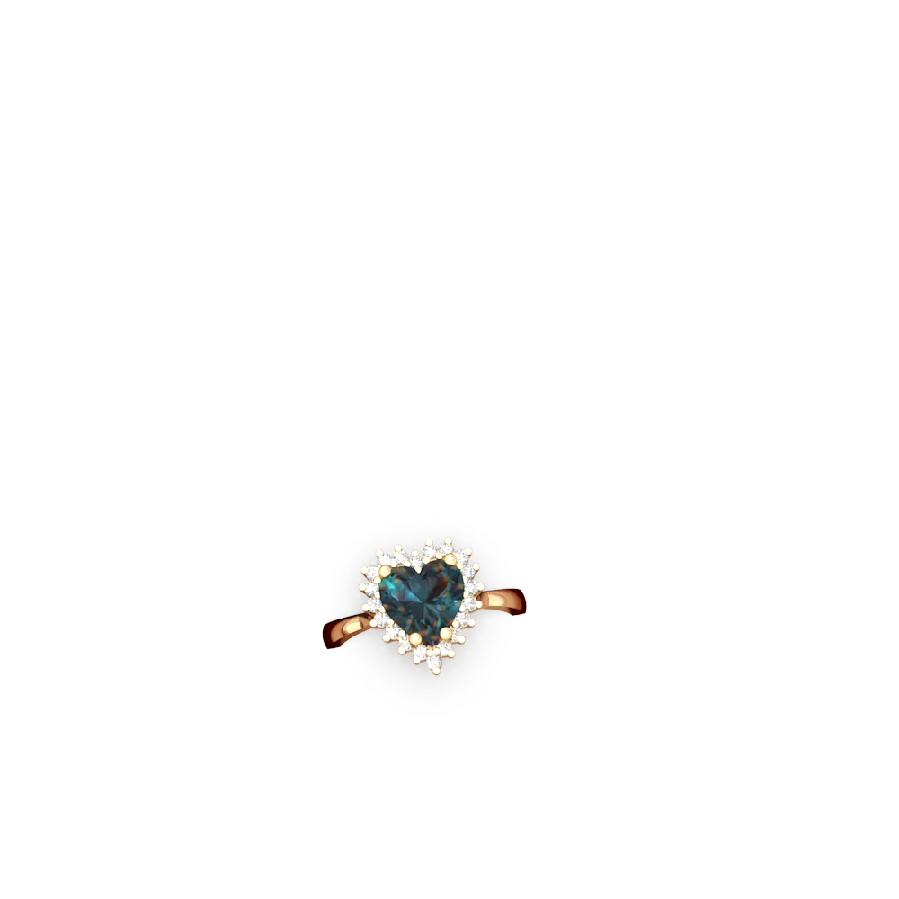 Alexandrite Sparkling Halo Heart 14K Yellow Gold ring R0391